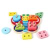 FewNvWa Children Shape Blocks Wooden Puzzle Matching Game Peg Puzzle Geometric Puzzle with Secure Posts High Density Fiberboard Suitable for preschoolers Classroom Shelves Quiet Tabletop Activities