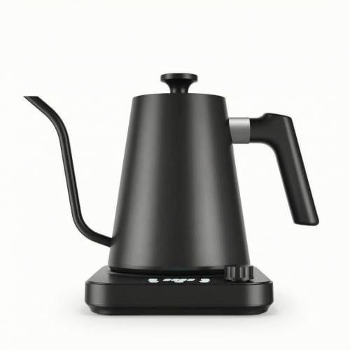 FewNvWa Electric Kettle Gooseneck Kettle With Long Spout Temperature Control Kettle With Digital Display And Rotary Knob 304 Stainless Steel Rapid Heating suitable for pour over coffee use, Black