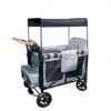 FewNvWa Twin Infant Carriage Wagon Push Cart with Canopy and Mesh Panels Reclined Or Seated Arrangement Pockets and Reinforced Frame Suitable for Park Walks, Gray, Gray, Two-Seater