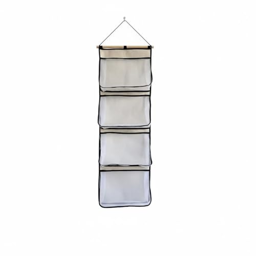 FewNvWa Wall Hanging Organizer Closet Organizer Storage Bag Wall Rack with Mesh Pockets Cotton Linen with Easy Mounting Suitable for Bedroom Doors Closet rods Compact Apartments Rooms, Black