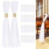 FEXICHUJI Large White Pew Bows Tulle Wedding Aisle Chair Decorations, Extended Church Pew Decor Aisle Flowers Runner for Weddings Ceremony Outside Decorations (38, Gold Wrap)