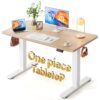 FEZIBO One-Piece Standing Desk, 55"x24" Seamless Tabletop Electric Height Adjustable for Home Office, Study Rooms & Multi-Device Workstations, Maple
