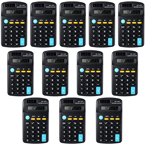 Fiada 12 Pieces Pocket Size Mini Calculators Handheld Angled 8-Digit Display Calculators Basic Standard Small Accounting Desktop Supplies for Office School and Home