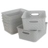 Fiazony 6-Pack Woven Plastic Storage Baskets, Lightly Gray Organizer Bins