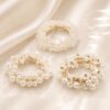 Fibraze 3PCS Pearl Hair Tie Elastic Ponytail Decorative Ties