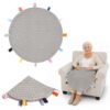 Fidget Blanket for Adults with Dementia,Fidget Sensory Blanket for Alzheimers Patients,Autism Sensory Products for Adults(Round - 50cm / 19.69 Inch) (Gray)