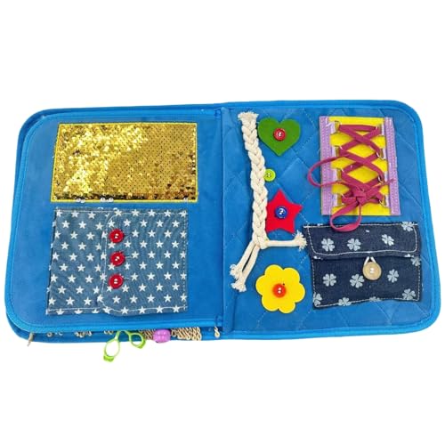Fidget Blanket for Dementia, Soft Sensory Lap Blanket with Buttons and Buckles, Portable Flip-Style Activity Mat for Adults with Alzheimer’s, Tactile Memory Care Design for Home and Travel