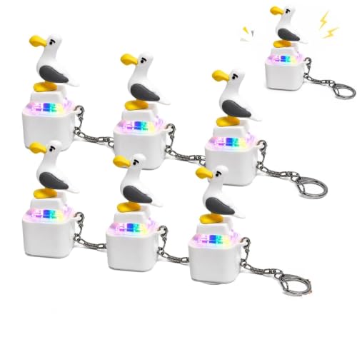 Fidget Clicker Keychain , Rechargeable Fidget Clicker with Real Sound and LED Light, Light Up Keyboard Fidget , Funny Interactive Desk Stress Relief Toy Gifts for Adults,white-6pcs