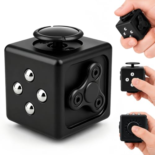 Fidget Cube Handheld Toy, 6-Sided Pocket Fidget Cube with Silent & Audible Modes, Portable Desktop Play Toy, Fidget Toy for Office, Classroom & Travel, Ideal Stocking Stuffer Gift for Teens Adults