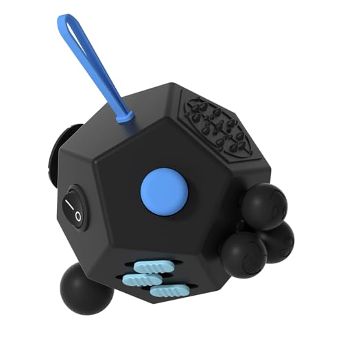 Fidget Dodecagon –12-Side Fidget Toys Cube Relieves Stress and Anxiety Anti Depression Travel Toy Silent Compact Classroom Gifts Stocking Stuffers for Children and Adults(A5 Black)