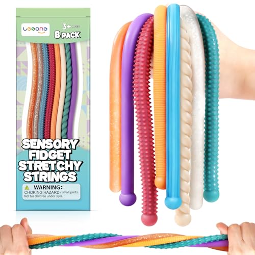 Fidget Sensory Autism Toys Kids - Textured Stretchy Strings for Adults ADHD Children Stress, Flexible & Durable Quiet Fidgets for Classroom Office,Travel Toys, Gifts for Boys Girls Teens