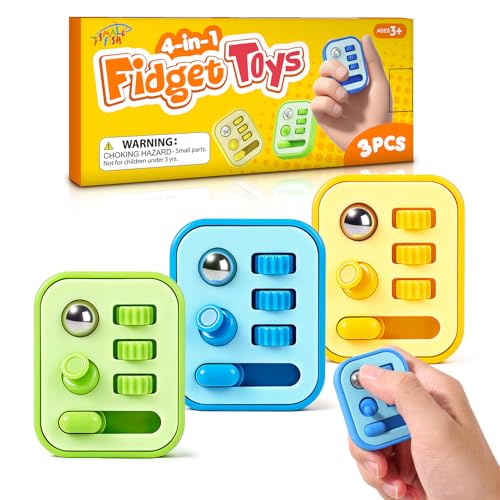 Fidget Sensory Toys for Kids Adult: 3 Pack Finger Fidget Toys for Autism Kids Calming - ADHD Tools for Classroom Desk with Clicker, Gear, Controller Stick - Small Fidgets for Travel