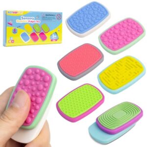 Fidget Sliders Magnetic 6 Pack – Large Size Textured Sensory Fidget Toys for Kids Adults, Stress Relief Toys for ADHD Autism, Quiet Silicone Fidgets for Classroom Office Travel, Birthday Gifts