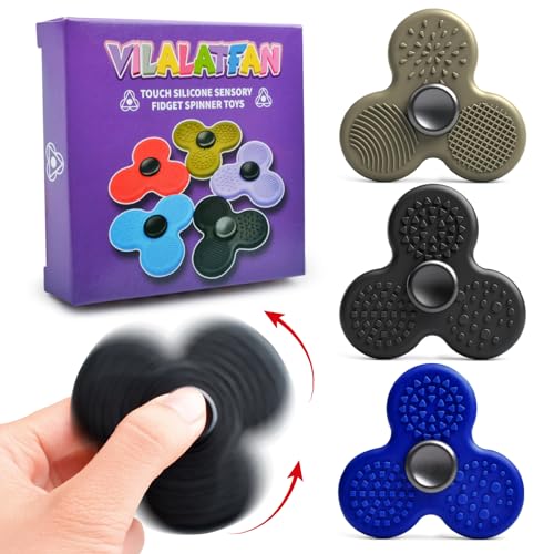 Fidget Spinner for Adults Teens Quiet Fidget Toys 3pcs Sensory Toys for Kids with Autism Fidgets for Classroom Office Desk Toys Stress Toys for Anxiety Relief Calming Down Gift for Girls Boys B