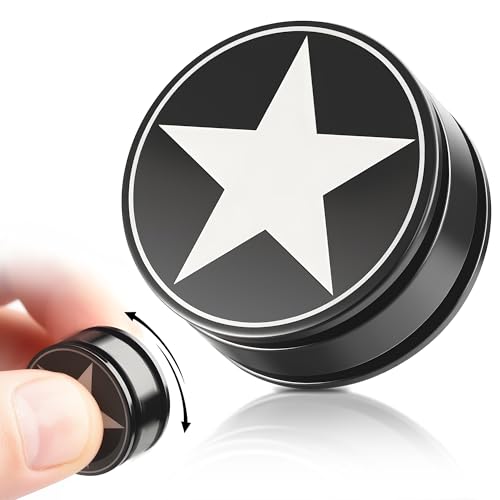 Fidget Spinner Gyroscope Toy for Adults: Cool Gadgets Kinetic Desk Toys Party Favors Stress Relief Stainless Steel Spinning Floor Table Finger Tool Gift (Black-1PC)