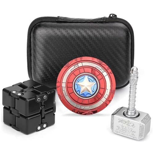 Fidget Spinners Toys 3 Pack for Kids Adults, Sensory Hand Fidget Infinity Cube Block Flippy Chain Hammer Shield Bulk Desk Toy, Party Favors for Goodie Bag Stuffers Classroom Prizes