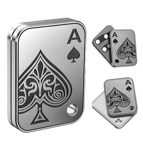 Fidget Toys Adults Metal Fidget Slider Poker Cards Fidget Metal Fidget Slider Fidget Toys Adults Decompression Desk Toys to Relief Anxiety and Stress for ADD, ADHD & Autism (Silver)