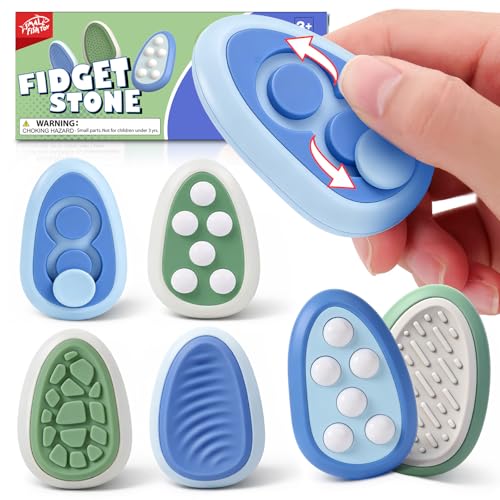 Fidget Toys Adults Stress Relief: 4 Pack Fidget Stone - Sensory Calming Desk Toys for Teens Kids with ADHD Autism - Office Tension Relief Focus Tool