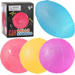 Fidget Toys Stress Balls for Kids & Adults - 4Pack Malt Sugar Squishy Fidget Toys, Slow Rise Gel Ball, Stretchy Squeeze Stress Relief Balls for Anxiety/Therapy/Classroom, Slow-Rise Sensory Toys