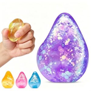 Fidget Toys Stress Cube, Cube Squishies Anxiety Stress Relief, Ice Squishy Stress Cube-Drop Malt Sugar Balls, Sensory Toys for Kids with Autism, Fidgets for Classroom Prize Toys (1pack Purple)