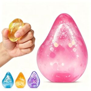 Fidget Toys Stress Cube, Cube Squishies Anxiety Stress Relief, Ice Squishy Stress Cube-Drop Malt Sugar Balls, Sensory Toys for Kids with Autism, Fidgets for Classroom Prize Toys (1pack Pink)