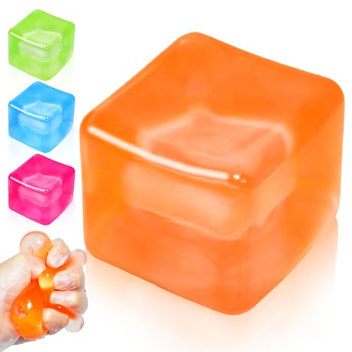 Fidget Toy Stress Cube, High Density Squishy Slow Rising Sensory Cube, Anxiety Relief Squeeze Toys for Kids Adults Teens, Classroom Prize & Party Favor Stress Balls (Orange)