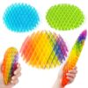 Fidget Worm Toys - Sensory Slug Fidget Toy for Kids Teens Adults with Autism ADHD,3-Pack Quiet 3D Stress Relief Desk Fidgets for School Classroom Office, Anxiety Calm Toy (Rainbow, Green, Blue)