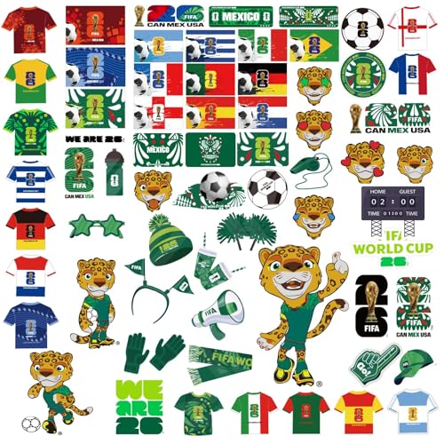 FIFA World Cup 2026 Stickers - Official Soccer Sticker with Trophy, Host City, Flags & Mascot Design, Waterproof Stickers for Water Bottle Laptop Phone, Soccer Party Favors (FIFA Mexico Collection)