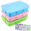 FIIOEOY 3 Pcs Sensory Bin Sand Tray with Lid & 3 Stickers, Stackable Plastic Storage Containers, Portable Sandbox, Organizers for Toys, Sand, Arts, Crafts (Blue, Green, Pink)