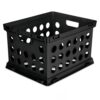 File Storage Crate with Handles, Stackable Hanging File Organizer for Letter/Legal Folders, Durable BPA-Free & Phthalate-Free Plastic Bin for Home Office & Dorm, Black