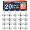 FINDMAG Strong Magnetic Hooks, 20 Pack Magnets with Hooks, Silver, 85LB