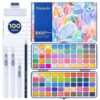 Finenolo 100 Colors Watercolor Paint Set with Metallic, Macaron & Fluorescent Colors-Professional Grade Watercolor Paints for Artists, Beginners & Illustrators, Ideal for Blending, Layering & Creative Artwork
