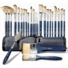 finenolo 25pcs Paint Brush Set, Professional Paint Brushes with 9 Brush Shapes, Synthetic Nylon Brushes for Acrylic, Oil, Watercolor & Gouache, Includes Palette Knife and Waterproof Canvas Roll