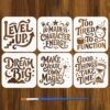 FINGERINSPIRE 6PCS Motivational Quote Stencils with Paint Brush 5.9x5.9inch 6 Styles Inspirational Quote Stencil Words Theme Template for Painting on Wood Canvas Furniture DIY Crafts Home Decoration