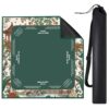 FINGERINSPIRE Mahjong Table Mat 33x33inch Chinese Courtyard Square Synthetic Rubber Tables Protector for Game Room Club Lounge Peacock and Floral Non-Slip Gaming Surface Cover with Storage Bag