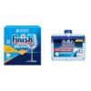 Finish Gelpacs Orange 32ct + Dishwasher Cleaner 8.45oz Bundle Tough On Grease