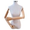 Fiocias Mannequin Torso Female Dress Form Display Bust with Flexible Wooden Arms Fiberglass Core Textured Cloth Pin Ready Tabletop Model Suitable for Retail Merchandising Photo Shoots
