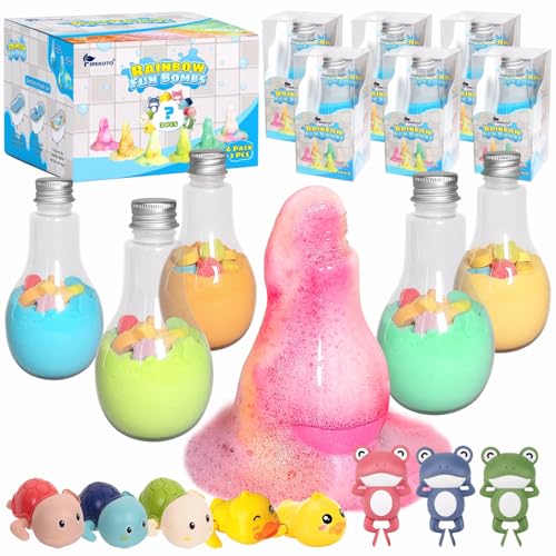 Firekoto Magic Potion Bath Toy for Kids, 6 Bottles Color Fizz Science Kit with 2 Surprise Toys, Fun Pour & Play Bath Bomb Set for Boys Girls