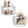 FIRJOY Lazy Susan Organizer for Cabinet, Pantry, Countertop (2 Tier 14" x 10" Clear - 2 Pack, Rectangular)