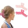 Firopia 2Pcs Valentine’s Day Pink Hair Claw Clips for Women | Pink Heart Claw Clip for Thick Thin Curly Hair | Nonslip Valentines Hair Accessories