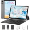 FIRYMID Android 16 Tablet 10.1 Inch, 2-in-1 with Keyboard & Mouse, Octa-Core 20GB RAM 128GB ROM, Widevine L1 GMS Certified, 6600mAh, WiFi, Stylus & Case Included