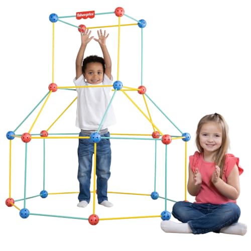 Fisher-Price™ Create Your Way Fort Builder – 70 Piece Fort Building Kit for Kids, Build Your Own Indoor Fort, Construction Set with Rods and Connectors, DIY Play Space for Kids
