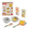 Fisher-Price Wood Pretend Cooking Set, Pots & Pasta Chef, 31 Pieces Play Food & Wooden Utensils for Preschool Kids Ages 3+ Years