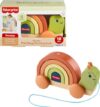 Fisher-Price Wood Toddler Toy Pull-Along Stacking Snail, Tiny Garden 6-Piece Wooden Activity for Motor Skill Development Kids Ages 18+ Months