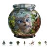 Fish Tank and Cat Wooden Puzzles for Adults, Wooden Jigsaw Puzzle 103 Pieces, Uniquely Shaped Pieces, Family Puzzle Games and Home Decor, Presents for Friends (S-8.4 * 8in)
