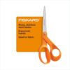 Fiskars 8" Original Orange-Handled Stainless Steel Scissors, Ergonomic & Keeps Material Flat, Sharp All-Purpose Paper & Fabric Scissors for Office, Arts, & Crafts (Pack of 12)