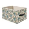 FITIE Blue Floral Storage Bin Box with Handles, Vintage French Country Blue and Green Flower Botanical Foldable Organizer Basket Toybox for Bedroom Bathroom Home Clothes Books