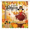 Fitumiw Thanksgiving Shower Curtain 72" x 72" Fall Leaves Turkey Home Bathroom Decorations Autumn Harvest Bathtub Curtain Set with 12 Hooks