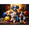 Five Little Pups Jigsaw Puzzle, 1000 Pieces Puzzle for Adults, Funny Dog Puzzles, Impossible Hard Difficult Challenging Puzzles for Adults, Home Decoration Puzzle, Interlock Perfectly No Dust
