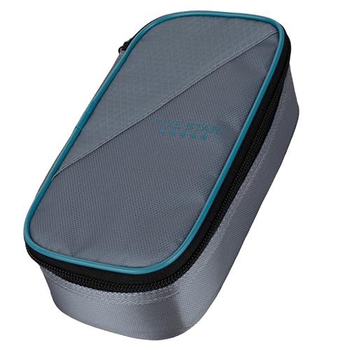 Five Star Pencil Pouch Zipper High-Capacity Storage Organizer Case for Office Supplies Earbuds Chargers Cables Makeup, Grey/Teal (500212B)